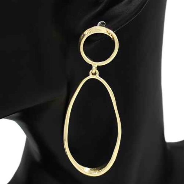 ROUND LONG OVAL LINK METAL EARRING