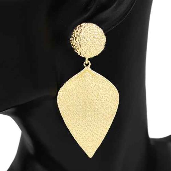TEXTURED ROUND TEARDROP LINK DANGLE EARRING