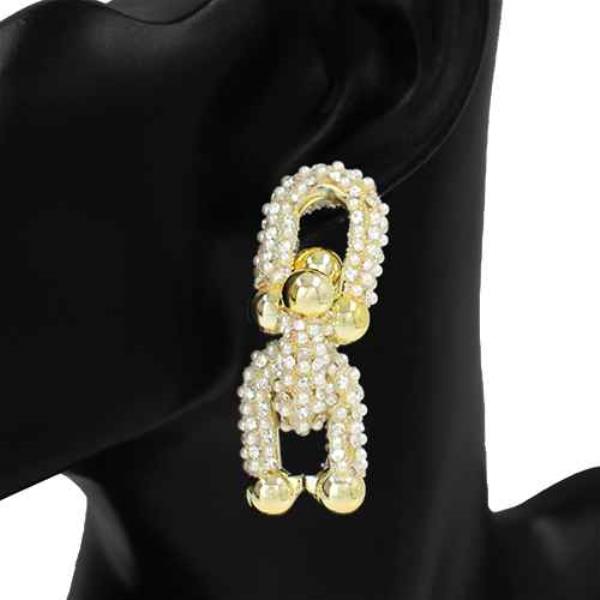 PEARL BEAD U LINK METLA EARRING