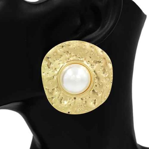 PEARL BEAD ROUND METAL EARRING