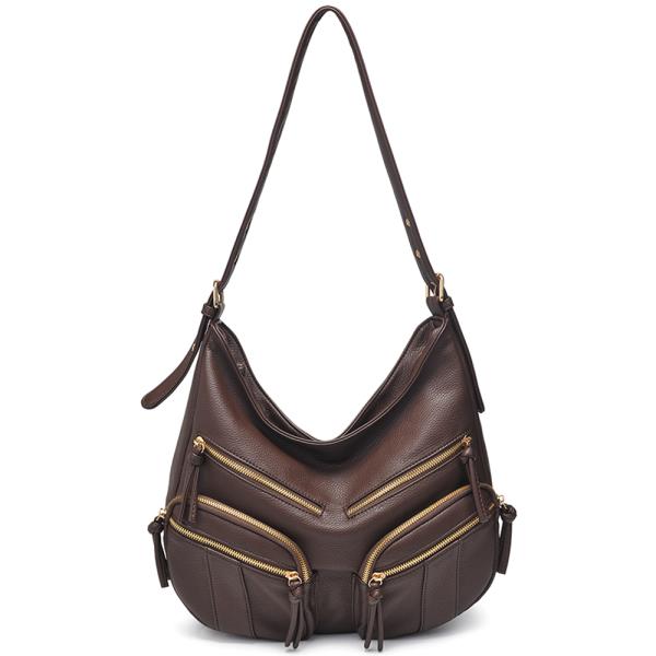 CHIC ZIPPER DESIGN SHOULDER HOBO BAG