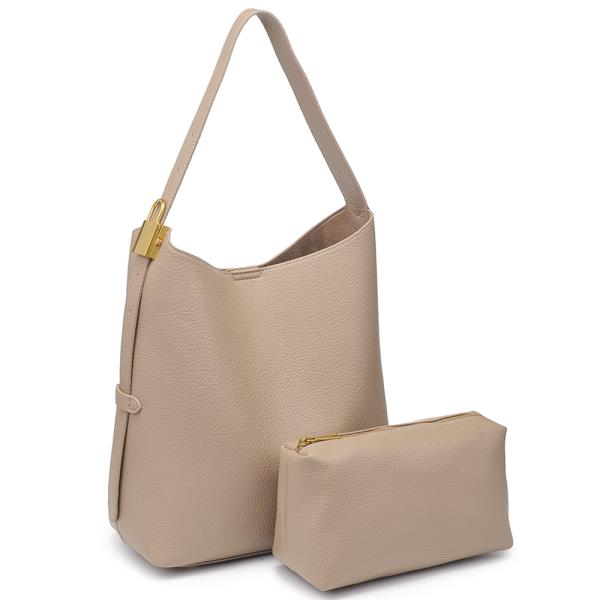 2IN1 TEXTURED SHOULDER HOBO BAG W ZIPPER POUCH