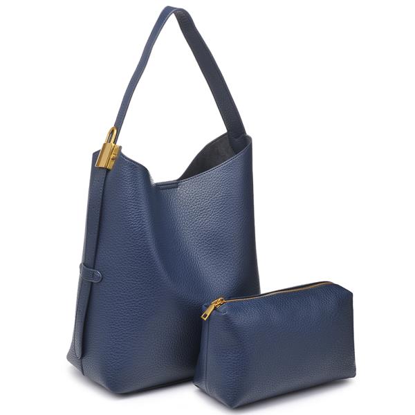 2IN1 TEXTURED SHOULDER HOBO BAG W ZIPPER POUCH
