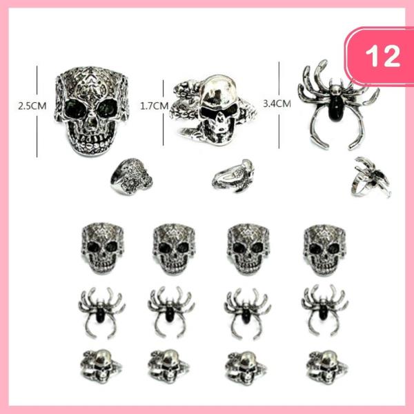 MULTI SKULL SPIDER RINGS (12 UNITS)