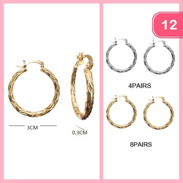 TEXTURED HOOP EARRING (12 UNITS)