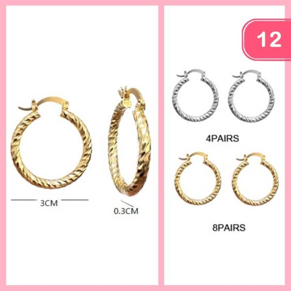 TEXTURED HOOP EARRINGS (12 UNITS)