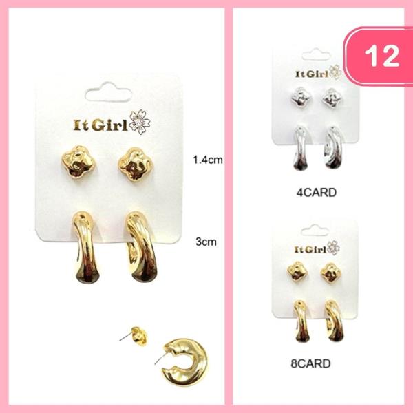 POST EARRING AND HOOP EARRING SET (12 UNITS)