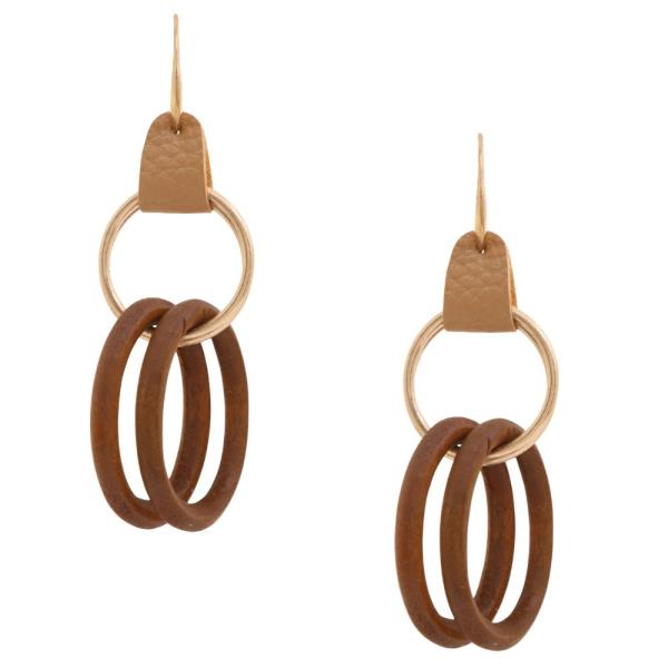 WOOD CIRCLE LINK DANGLE EARRING