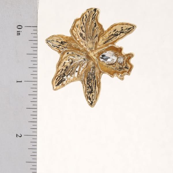 FLOWER RHINESTONE METAL EARRING