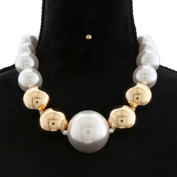 TWO TONE PEARL BEAD NECKLACE