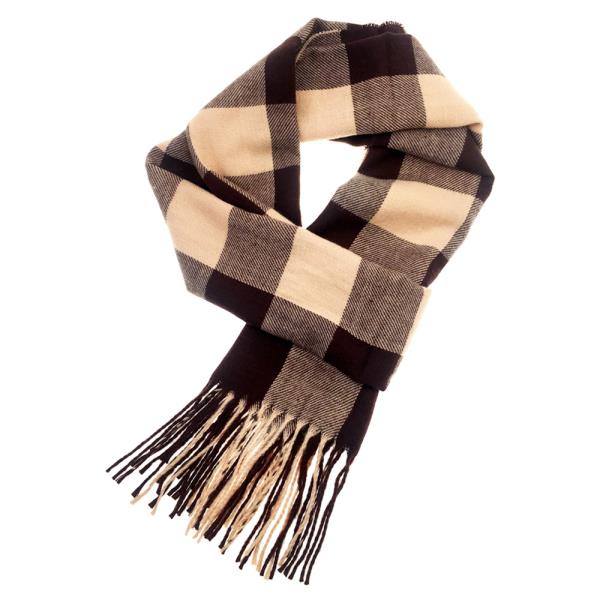 FRINGE OBLONG PLAID SCARF