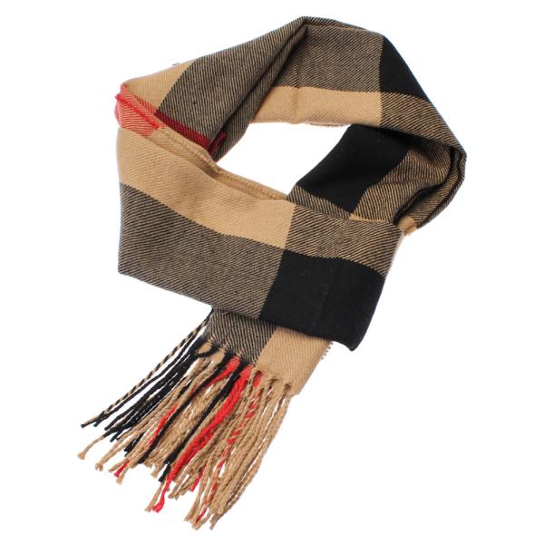 FRINGE OBLONG PLAID SCARF