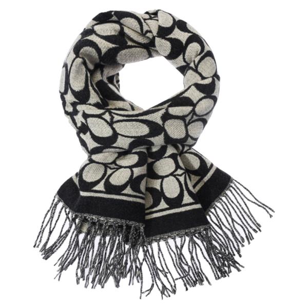 ROUND PATTERN FRINGE OBLONG SCARF