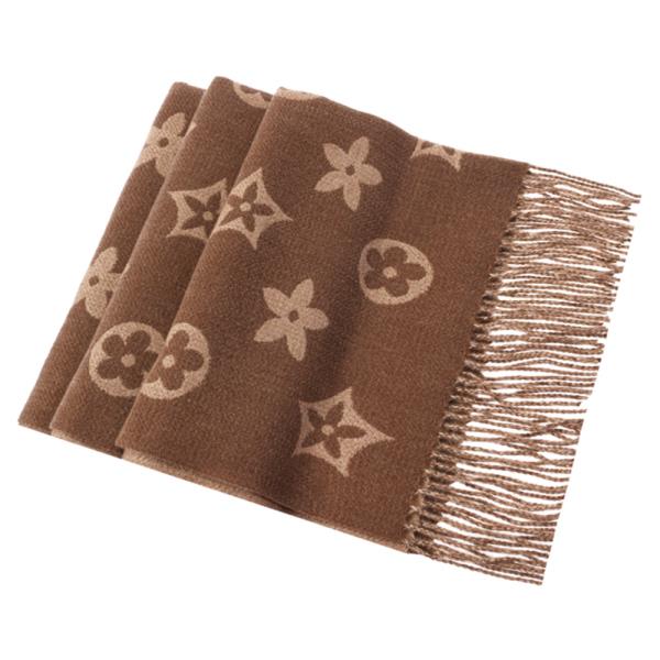 FLOWER MONOGRAM FRINGE OBLONG SCARF