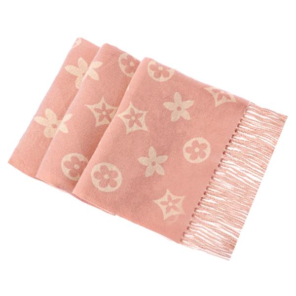 FLOWER MONOGRAM FRINGE OBLONG SCARF