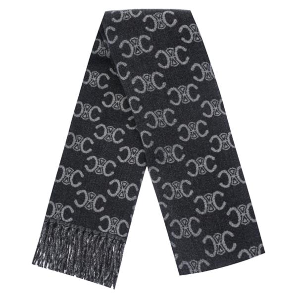 SIMBOL MONOGRAM FRINGE OBLONG SCARF