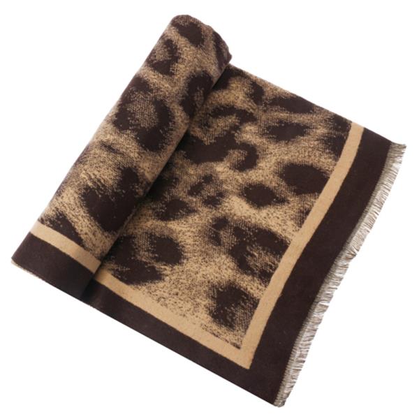 LEOPARD FRINGE OBLONG SCARF