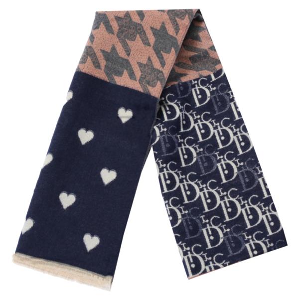 HEART HOUNDSTOOTH MIXED MONOGRAM PATTERN OBLONG SCARF
