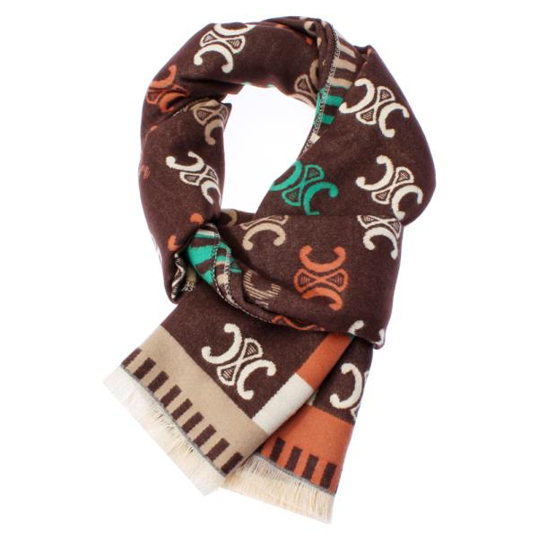 SIMBOL MONOGRAM FRINGE OBLONG SCARF