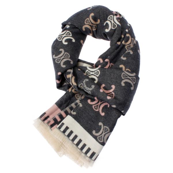 SIMBOL MONOGRAM FRINGE OBLONG SCARF