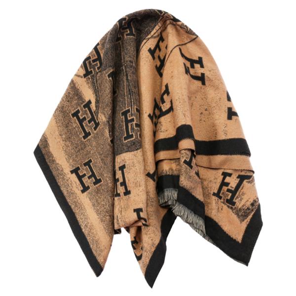 LETTER MONOGRAM FRINGE OBLONG SCARF
