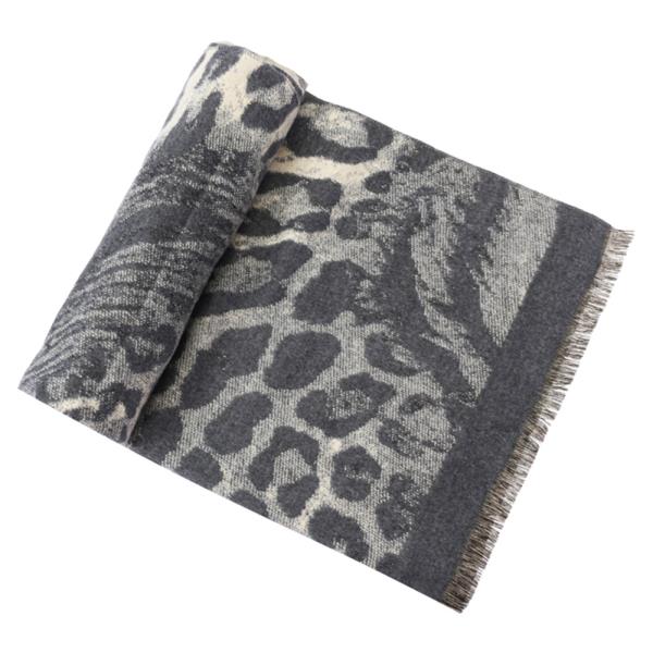 LEOPARD FRINGE OBLONG SCARF