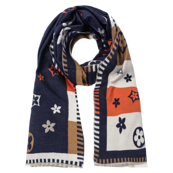 MIXED STRIPE FLOWER PATTERN OBLONG SCARF
