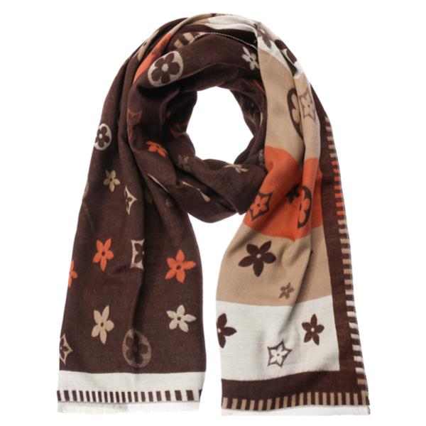 MIXED STRIPE FLOWER PATTERN OBLONG SCARF
