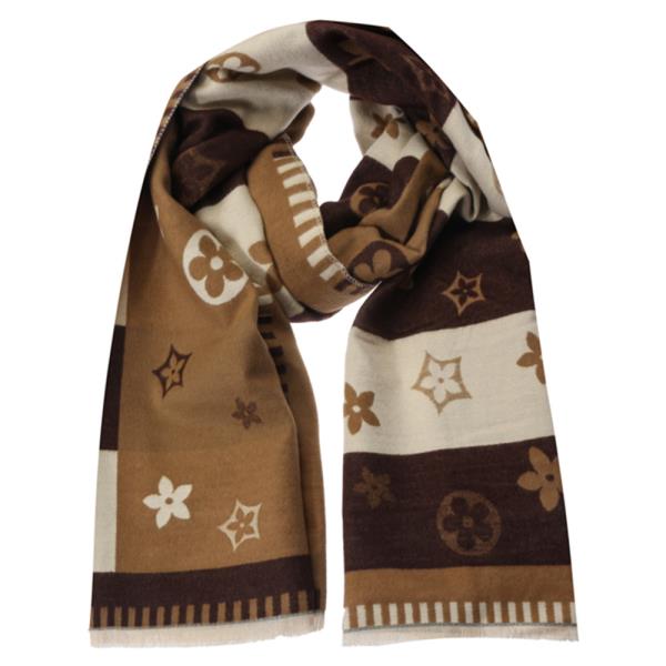 MIXED STRIPE FLOWER PATTERN OBLONG SCARF