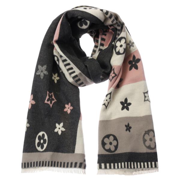 MIXED STRIPE FLOWER PATTERN OBLONG SCARF