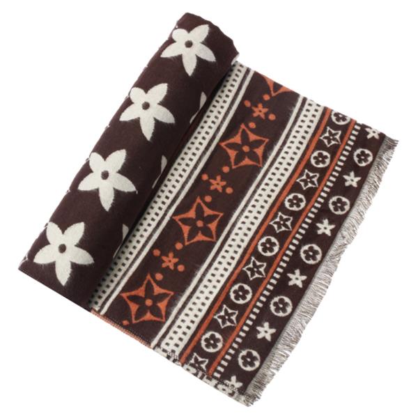 FLOWER PATTERN FRINGE OBLONG SCARF