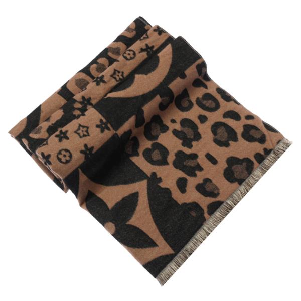 LEOPARD FLORAL MIX PATTERN FRINGE OBLONG SCARF