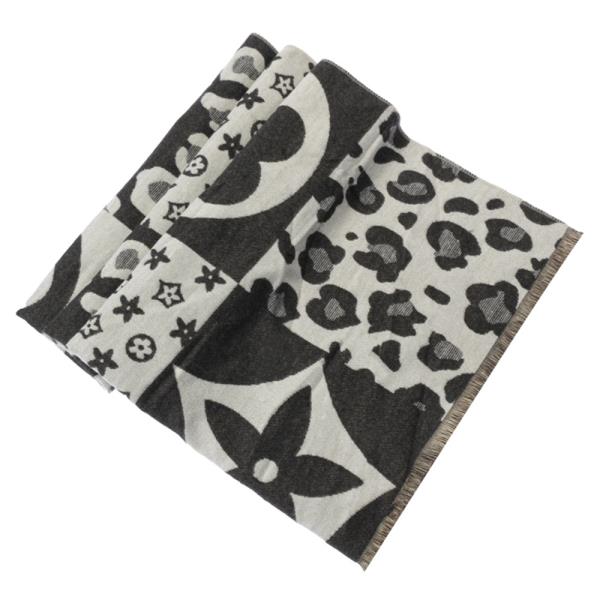 LEOPARD FLORAL MIX PATTERN FRINGE OBLONG SCARF