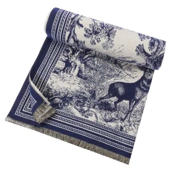 FOREST DEER TOILE PATTERN FRINGE SCARF