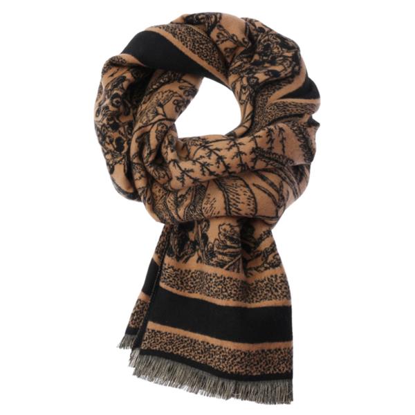 LEAF PATTERN FRINGE OBLONG SCARF