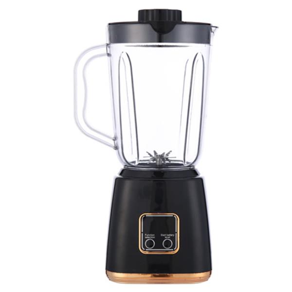 ELECTRIC COUNTERTOP BLENDER WITH CLEAR JAR AND GOLD ACCENTS