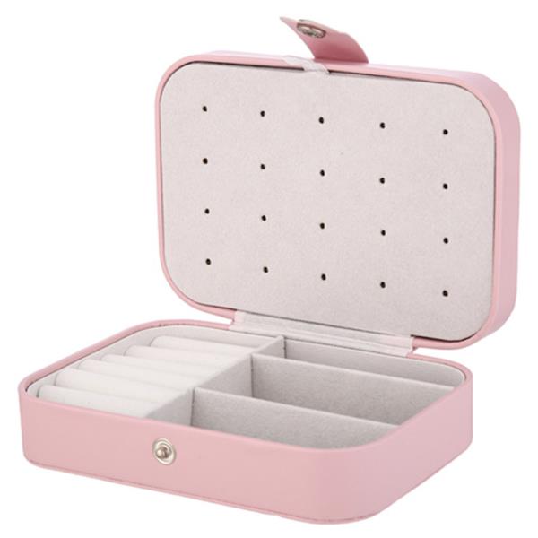PINK PORTABLE JEWELRY STORAGE BOX – TRAVEL CASE WITH SNAP CLOSURE