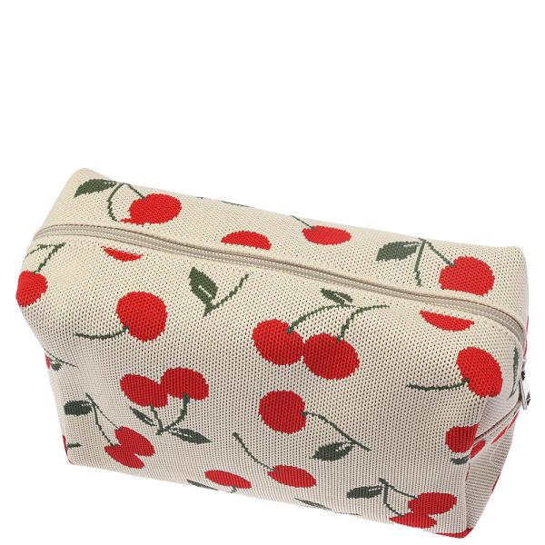 CHERRY TEXTURED ZIPPER POUCH BAG