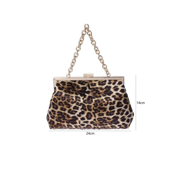LEOPARD PATTERN CHAIN HANDLE CLUTCH BAG