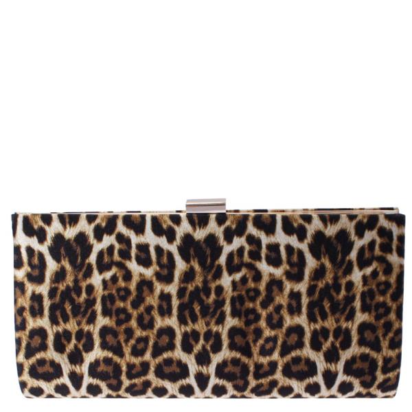 LEOPARD PATTERN RECTANGLE CLUTCH BAG