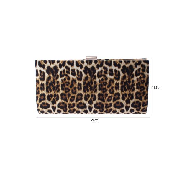 LEOPARD PATTERN RECTANGLE CLUTCH BAG