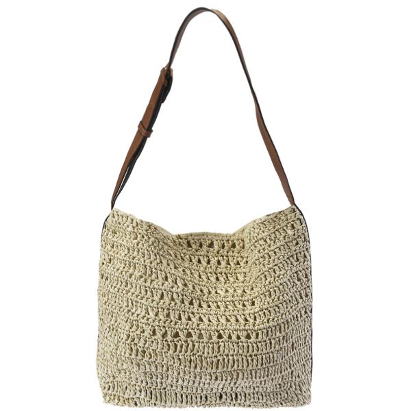 PLAIN WOVEN SHOULDER HOBO BAG