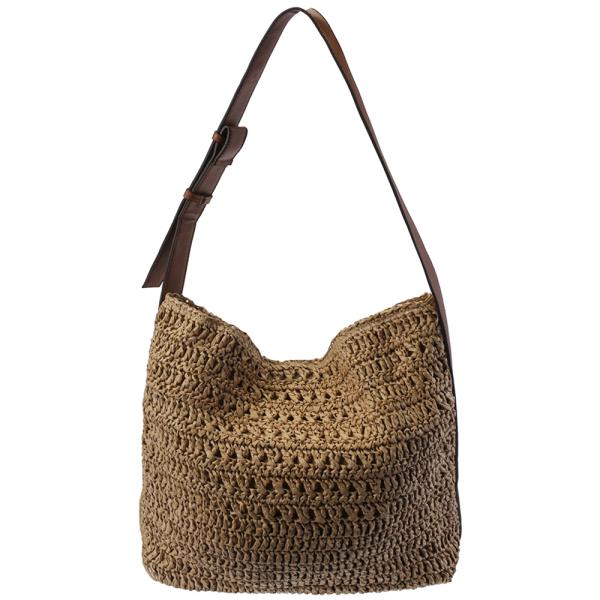 PLAIN WOVEN SHOULDER HOBO BAG