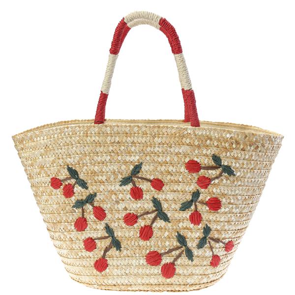 CHERRY STRAW TOTE BAG