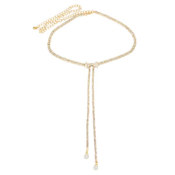 RHINESTONE RIBBON CHAIN METAL BELT
