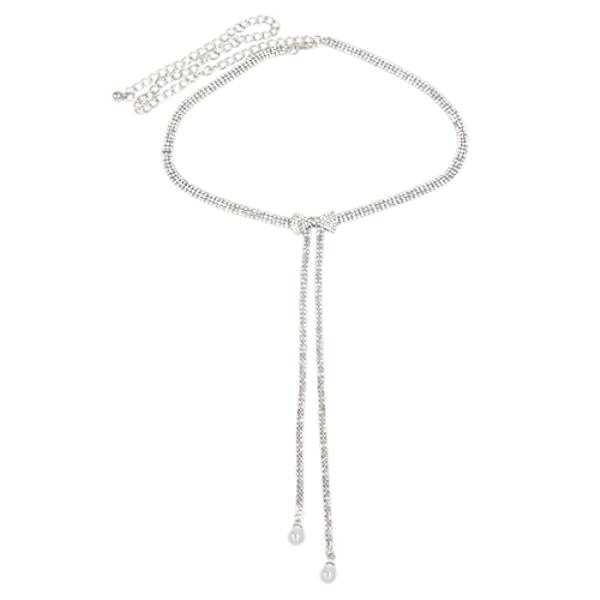 RHINESTONE RIBBON CHAIN METAL BELT