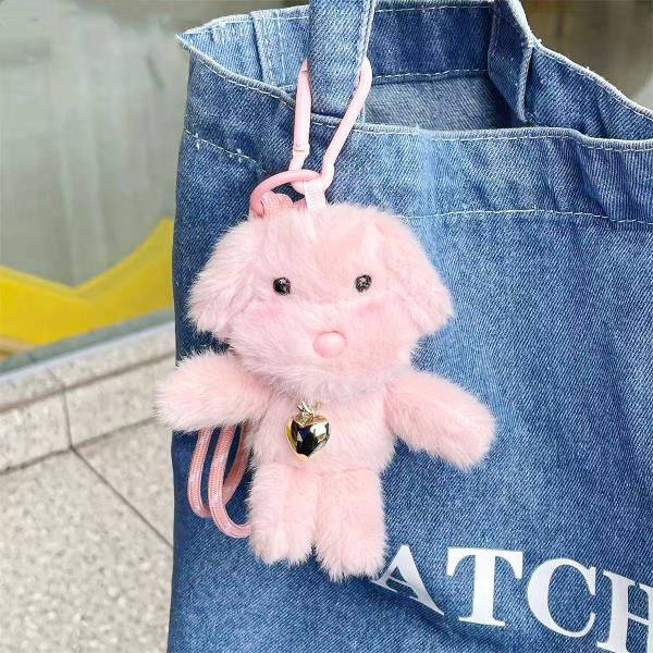 PLUSH DOG CHARACTER HEART PEARL NECKLACE CHARM BAG CHARM KEYCHAIN