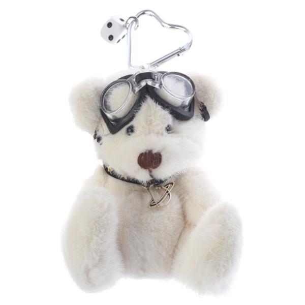 CUTE WHITE TEDDY BEAR DICE KEYCHAIN