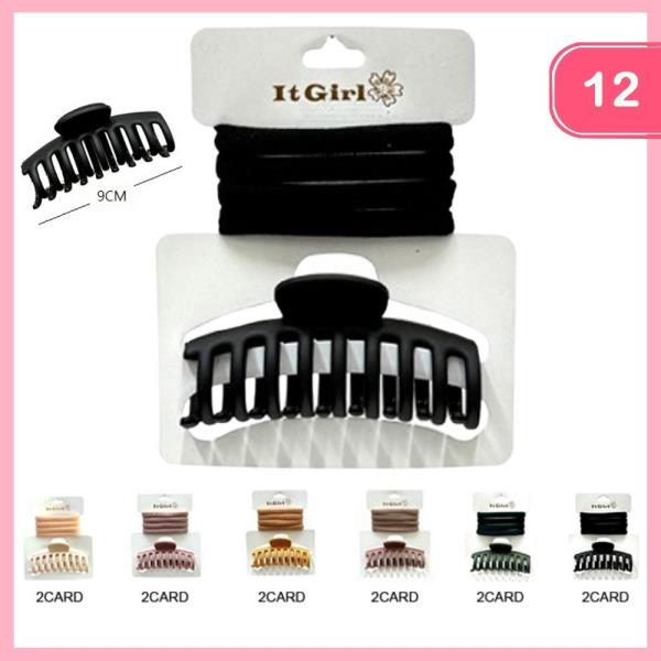 HAIR CLAW CLIP HAIR TIE SET (12 UNITS)