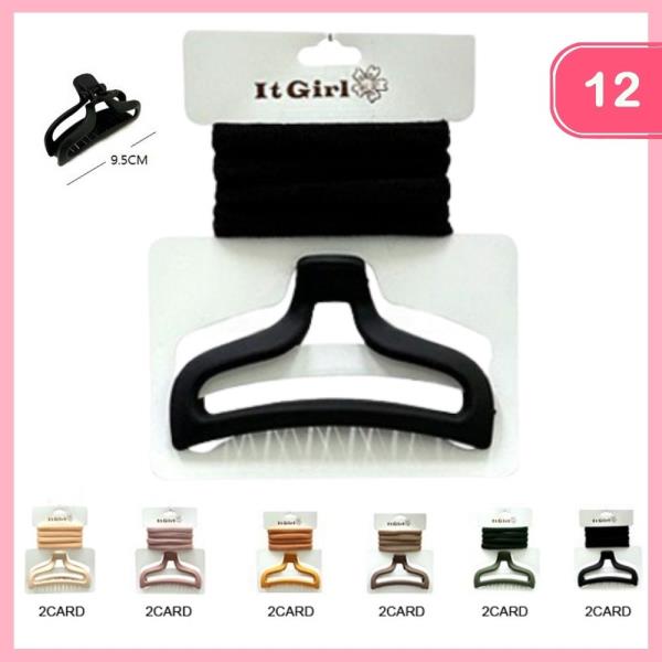 HAIR CLAW CLIP HAIR TIE SET (12 UNITS)